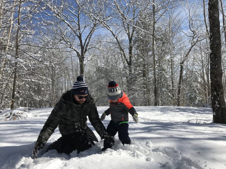 Family time: building a snowman